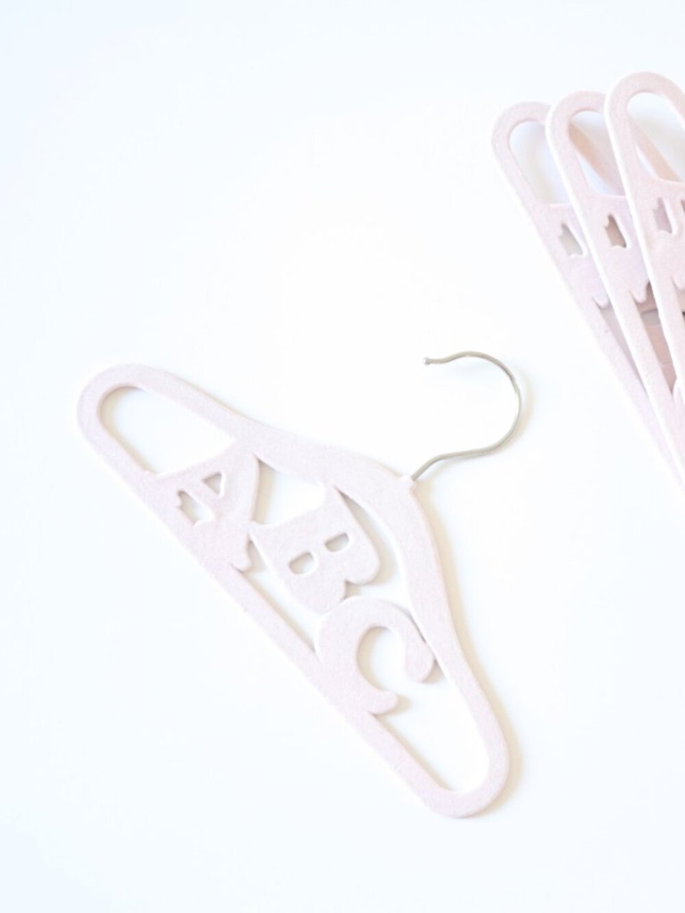 9 Pink Velvet ABC Baby Hangers